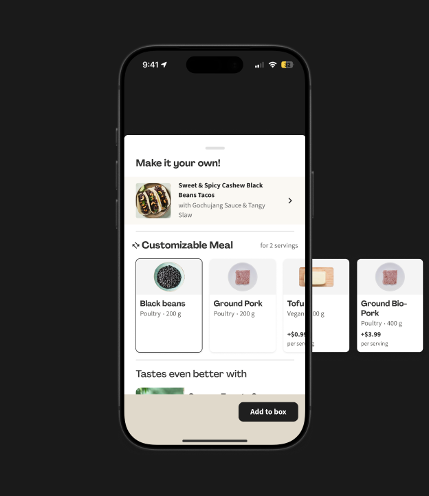 Static image of customization feature